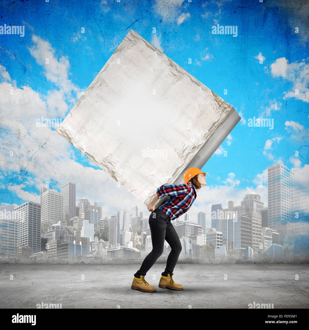 image-of-woman-engineer-in-helmet-carrying-burden-on-back-stock-photo-alamy