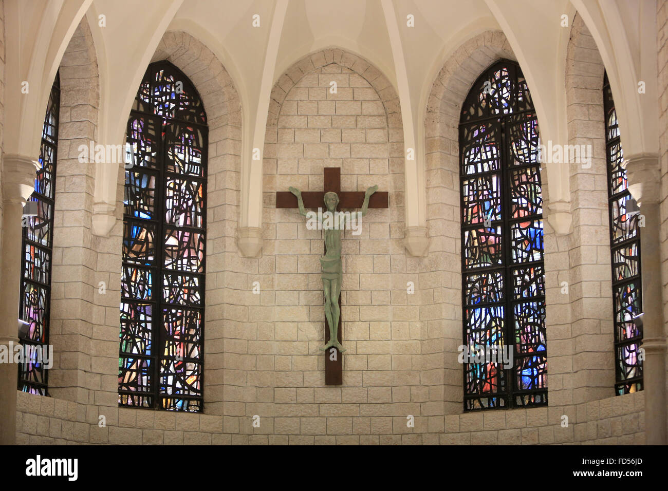Jesus Christ on the cross. Sisters of Nazareth Convent. Stock Photo