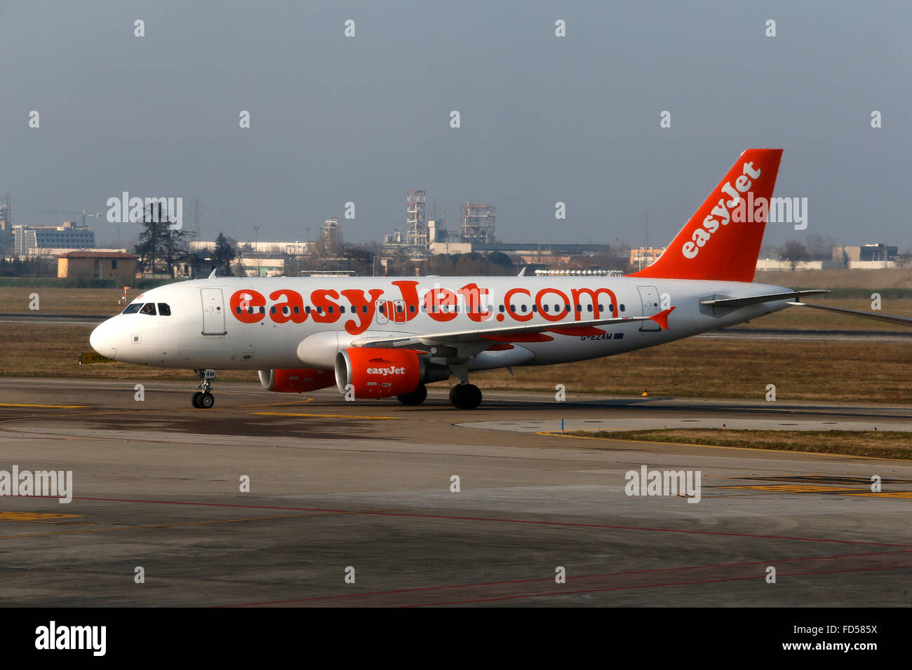 Plane at Bologna airport. Stock Photo