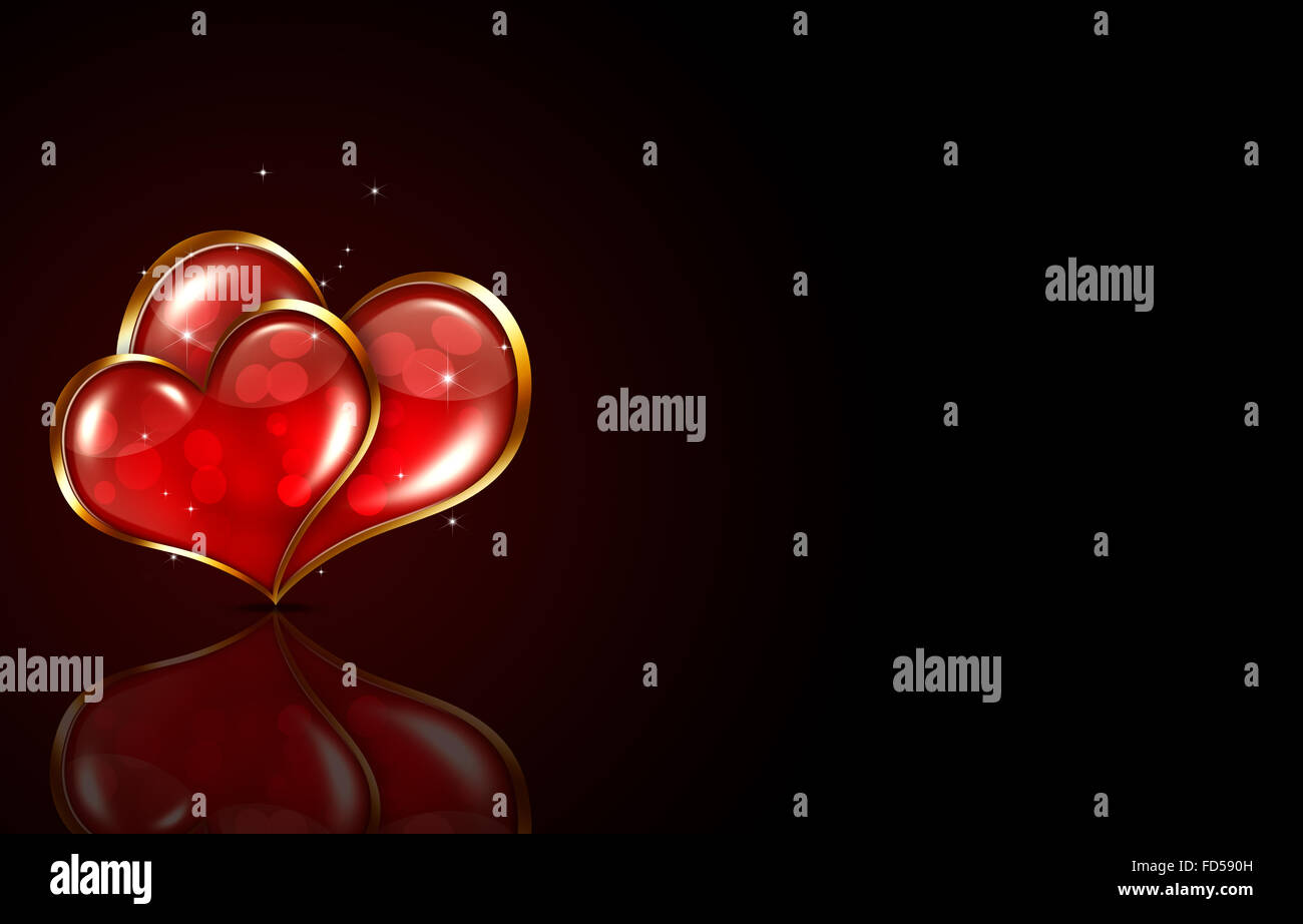 holiday red lovely hearts on dark background Stock Photo