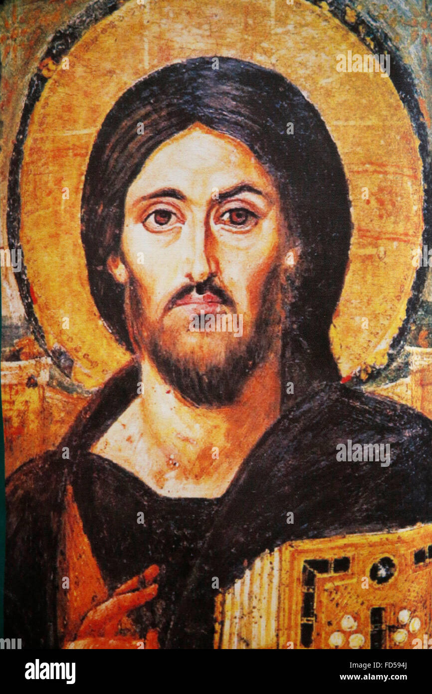 Copy of a Jesus icon. Stock Photo