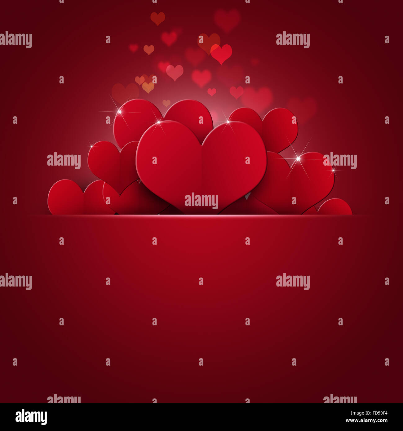 abstract heart valentine red background for gift cards Stock Photo