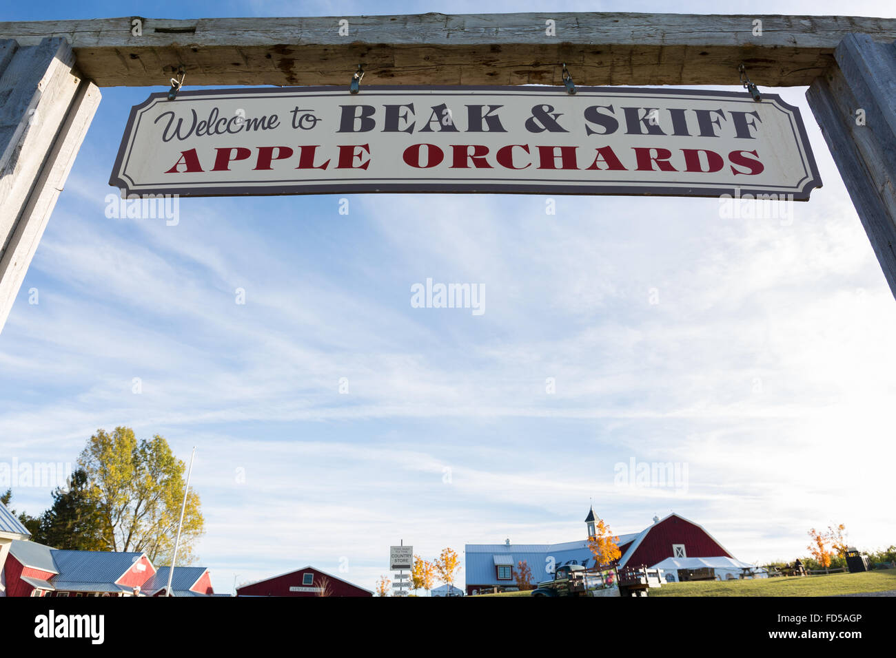 Beak and Skiff apple orchards sign Stock Photo Alamy