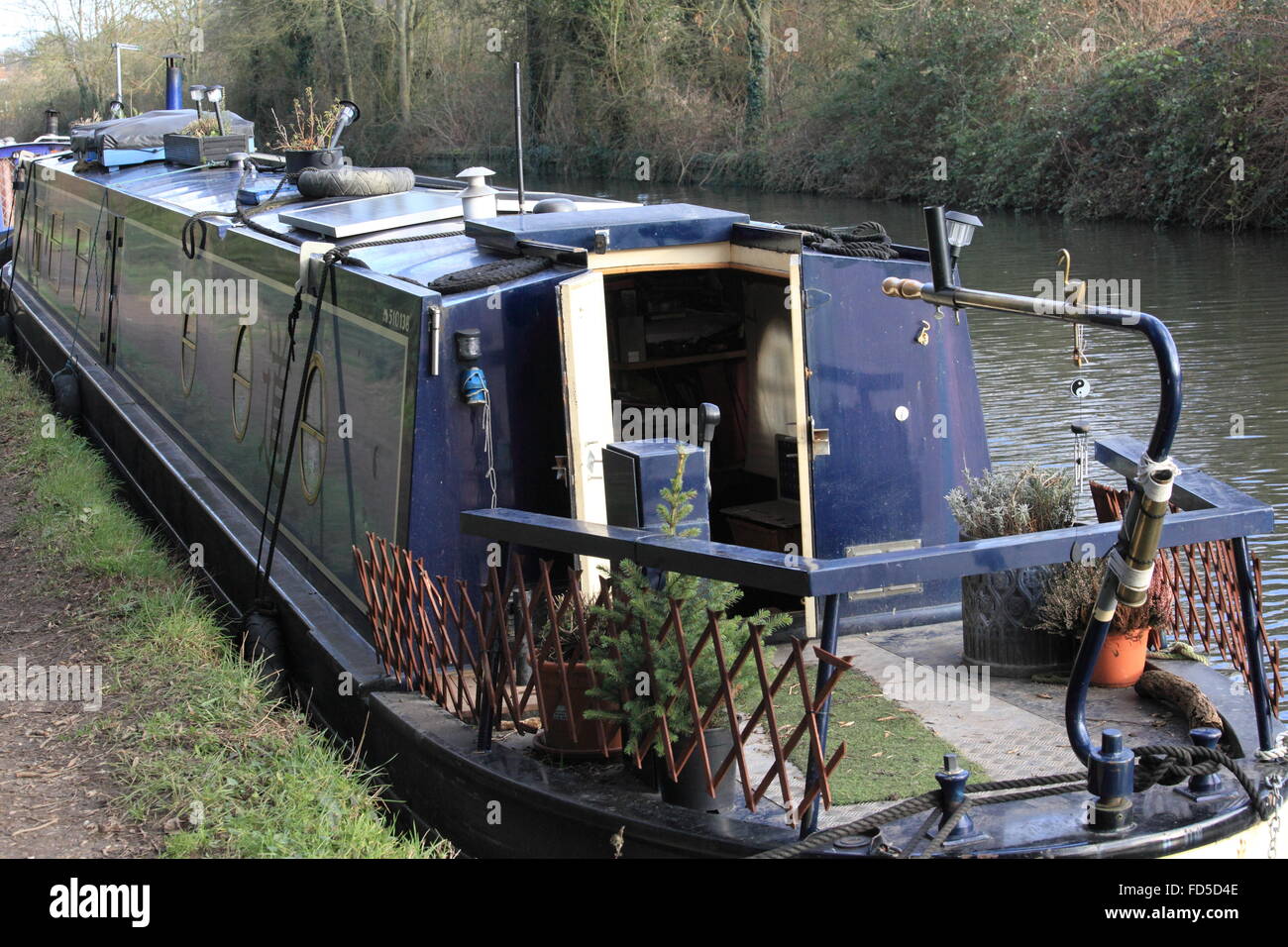 narrowboat on english canal Stock Photo