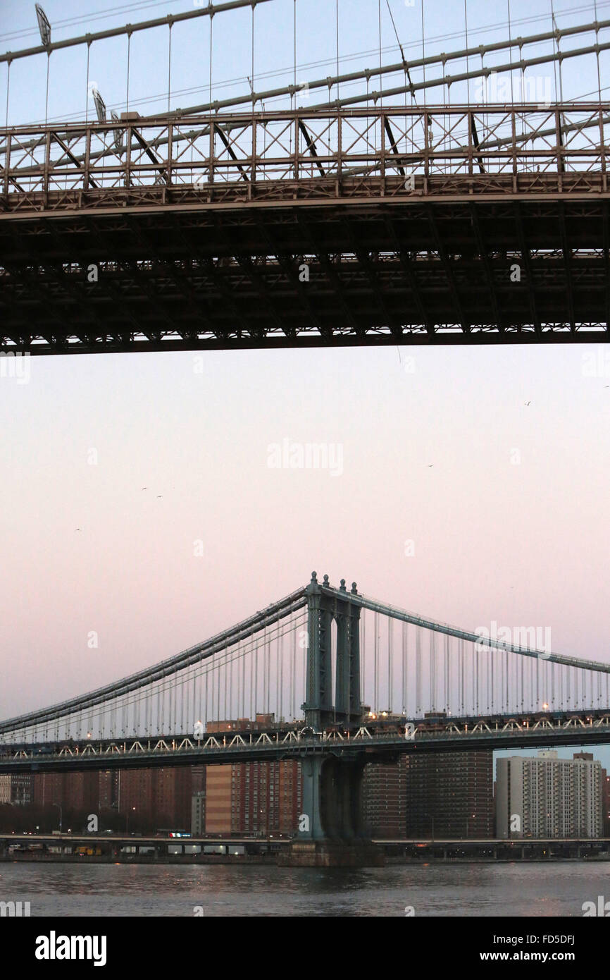 Brooklyn bridge and Manhattan bridge. Stock Photo