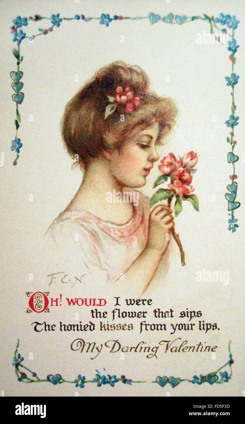 Vintage Valentine Day Card Stock Photo - Alamy