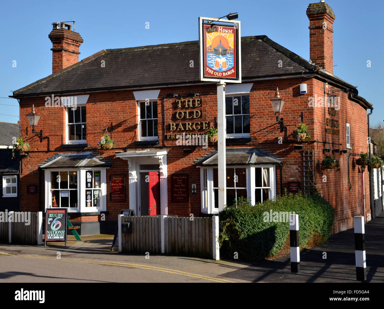 The Old Barge public house on the River Lee (lea) in Hertfordshire