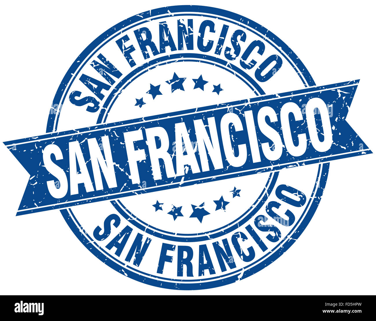 San Francisco blue round grunge vintage ribbon stamp Stock Photo - Alamy