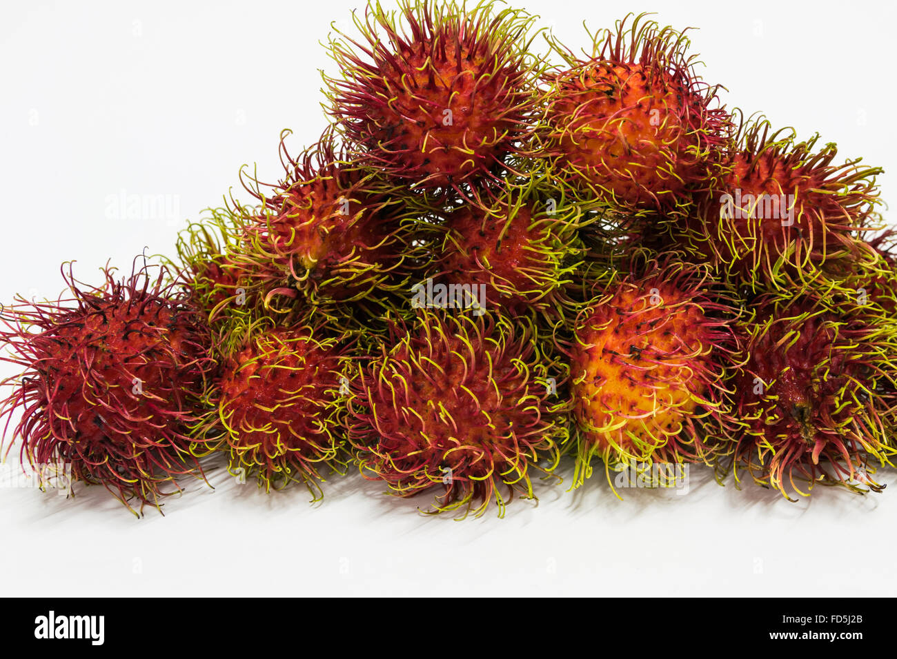 Rambutan thai fruits a red, plumsized tropical fruit with soft spines