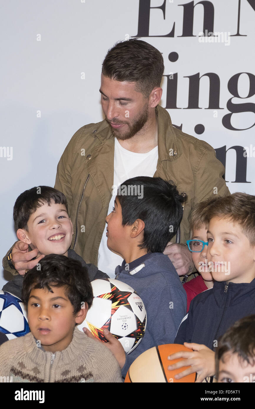 Real Madrid football player Sergio Ramos attends the Real Madrid's