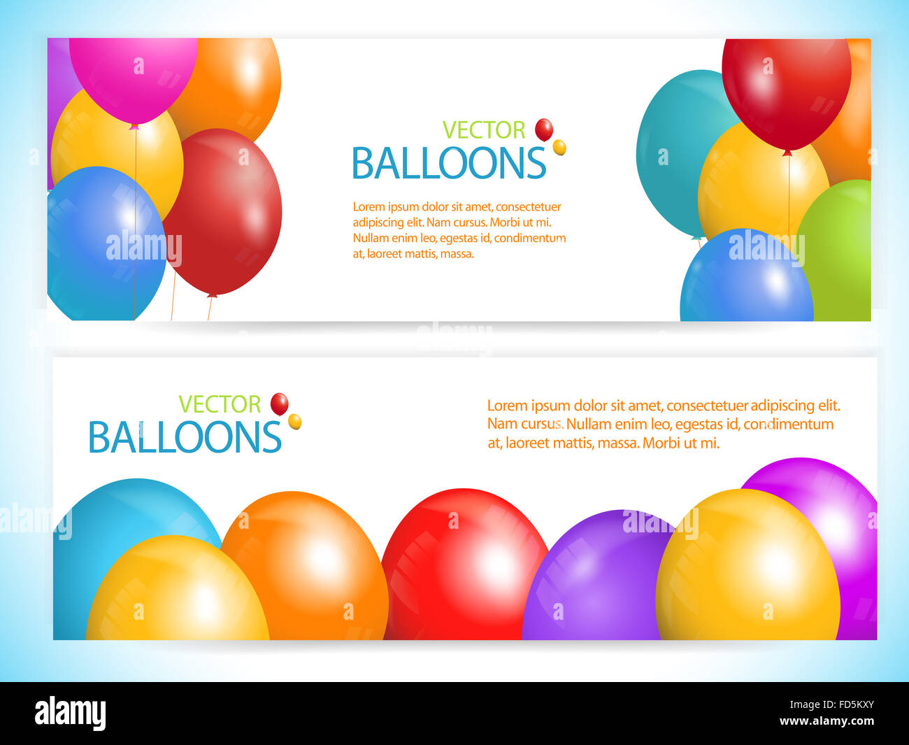 Balloon banners on a white background with sample text Stock Photo Alamy