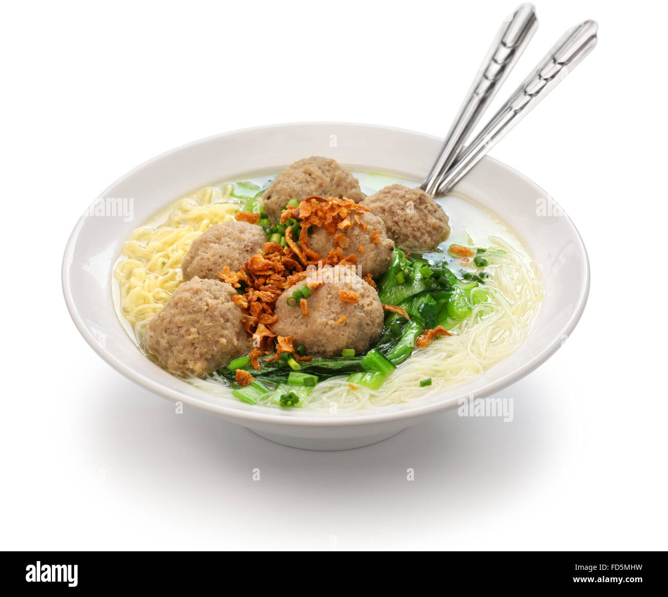 bakso, meatball soup with noodles, indonesian cuisine Stock Photo