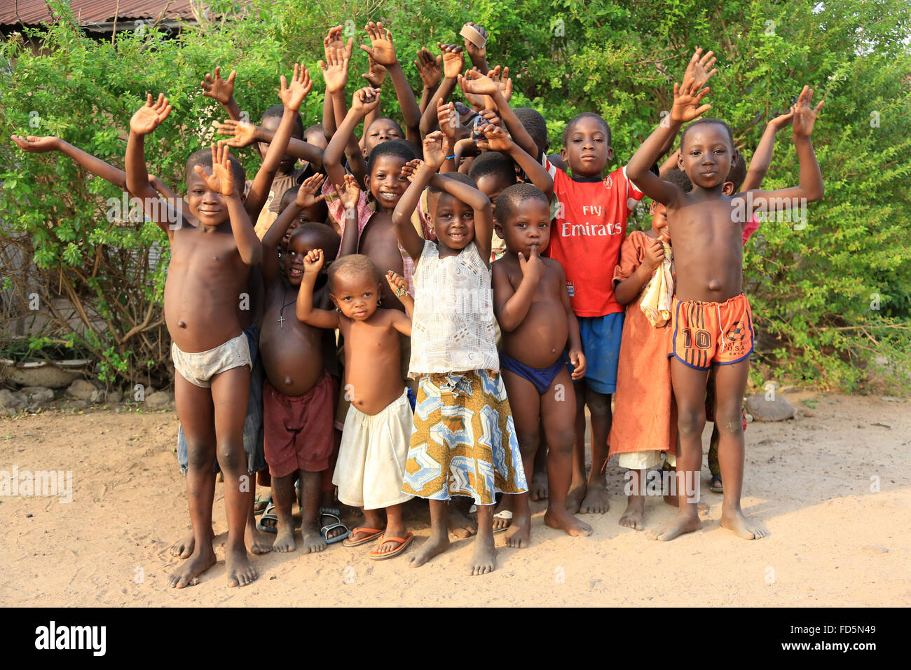 Group of children in a Togolese village. Stock Photo
