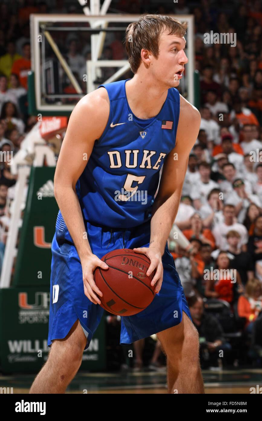 January 25, 2016: Luke Kennard #5 of Duke in action during the NCAA  basketball game between