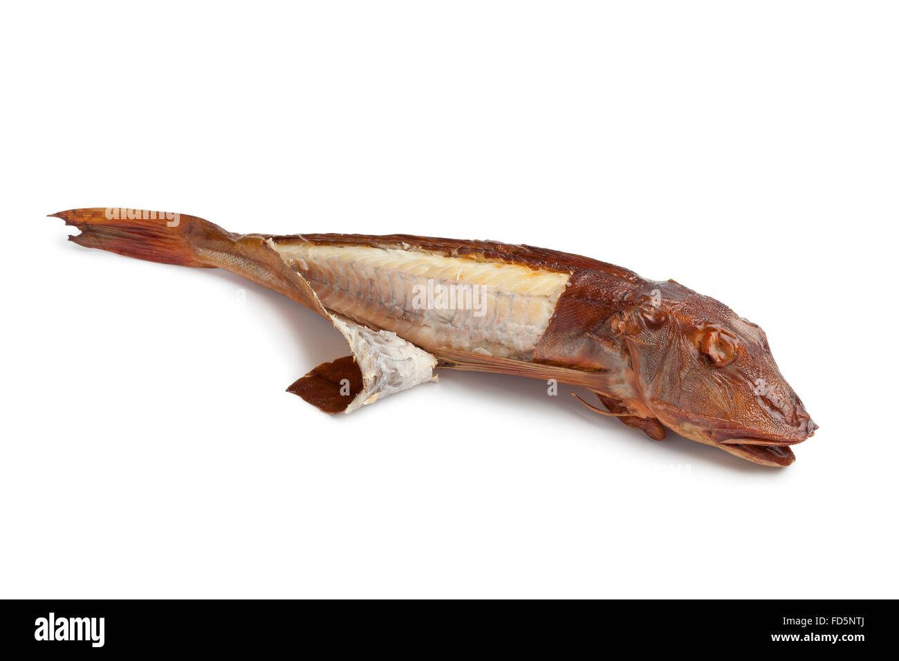 Smoked gurnard fish on white background Stock Photo