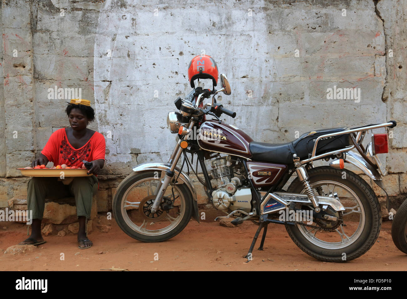 Bike and street seller. Stock Photo