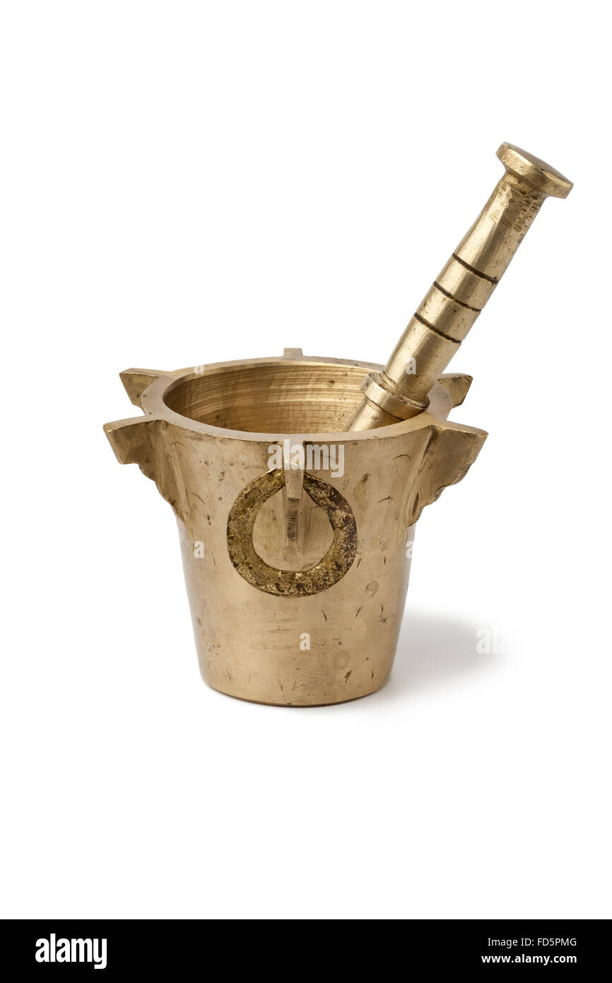 Traditional Moroccan Mortar and pestle on white background Stock Photo