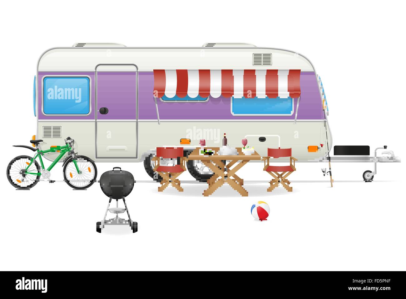 trailer camp caravan mobil home vector illustration isolated on white background Stock Vector