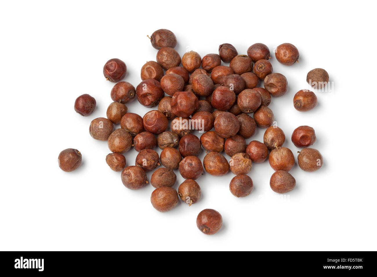 Dried Moroccan junipers berries on white background Stock Photo