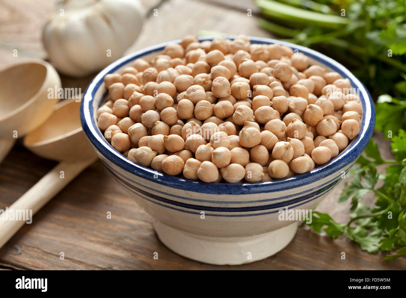 Bowl with dried chickpeas ready to cook Stock Photo