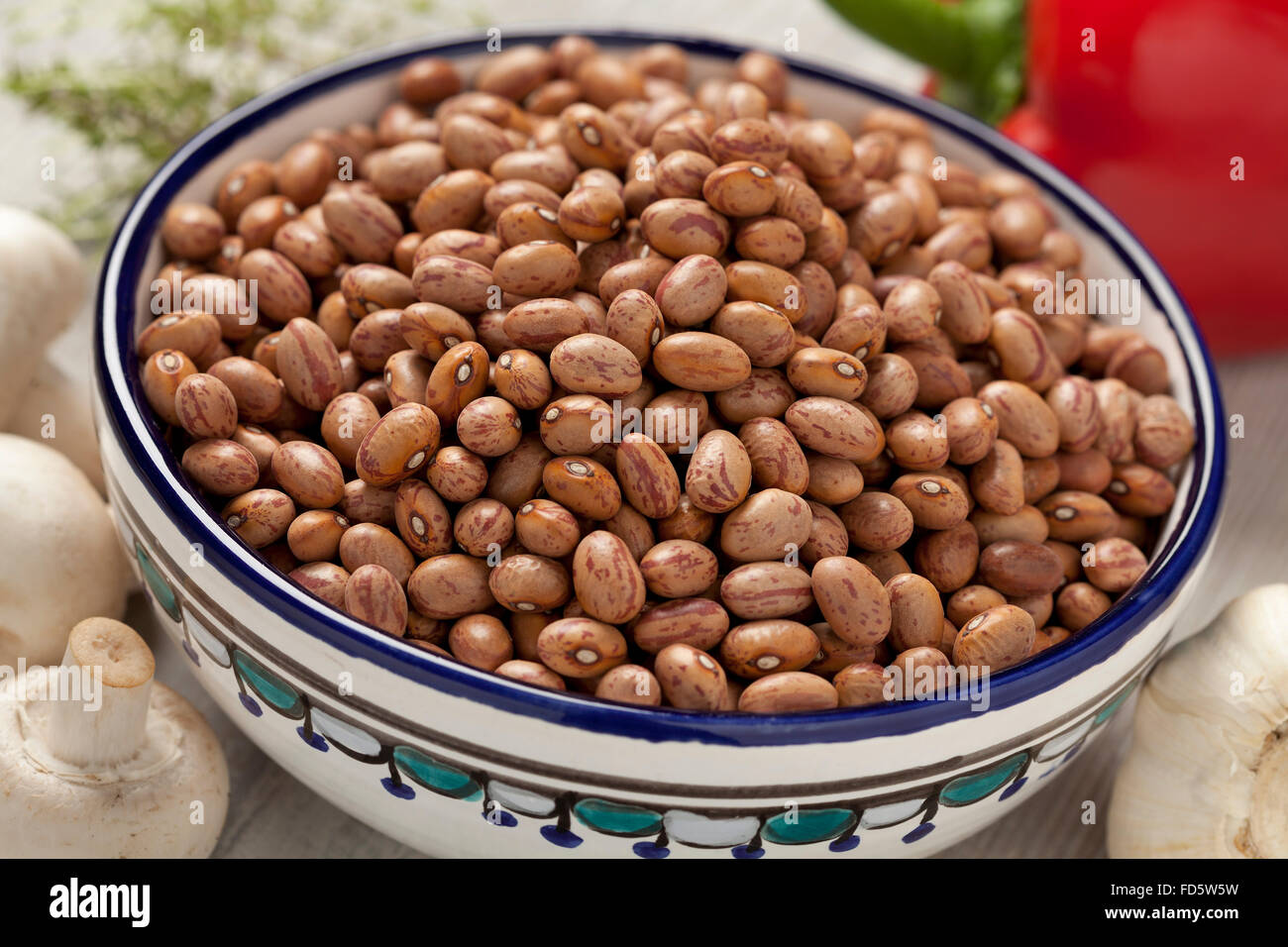 Dried Borlotti beans in a bowl Stock Photo Alamy
