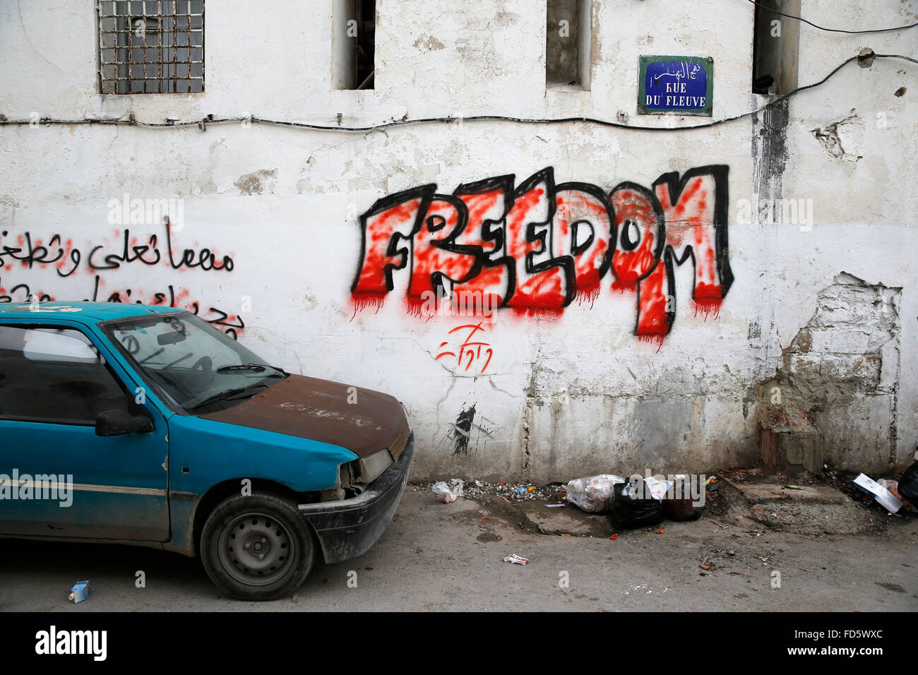 Freedom graffiti Stock Photo