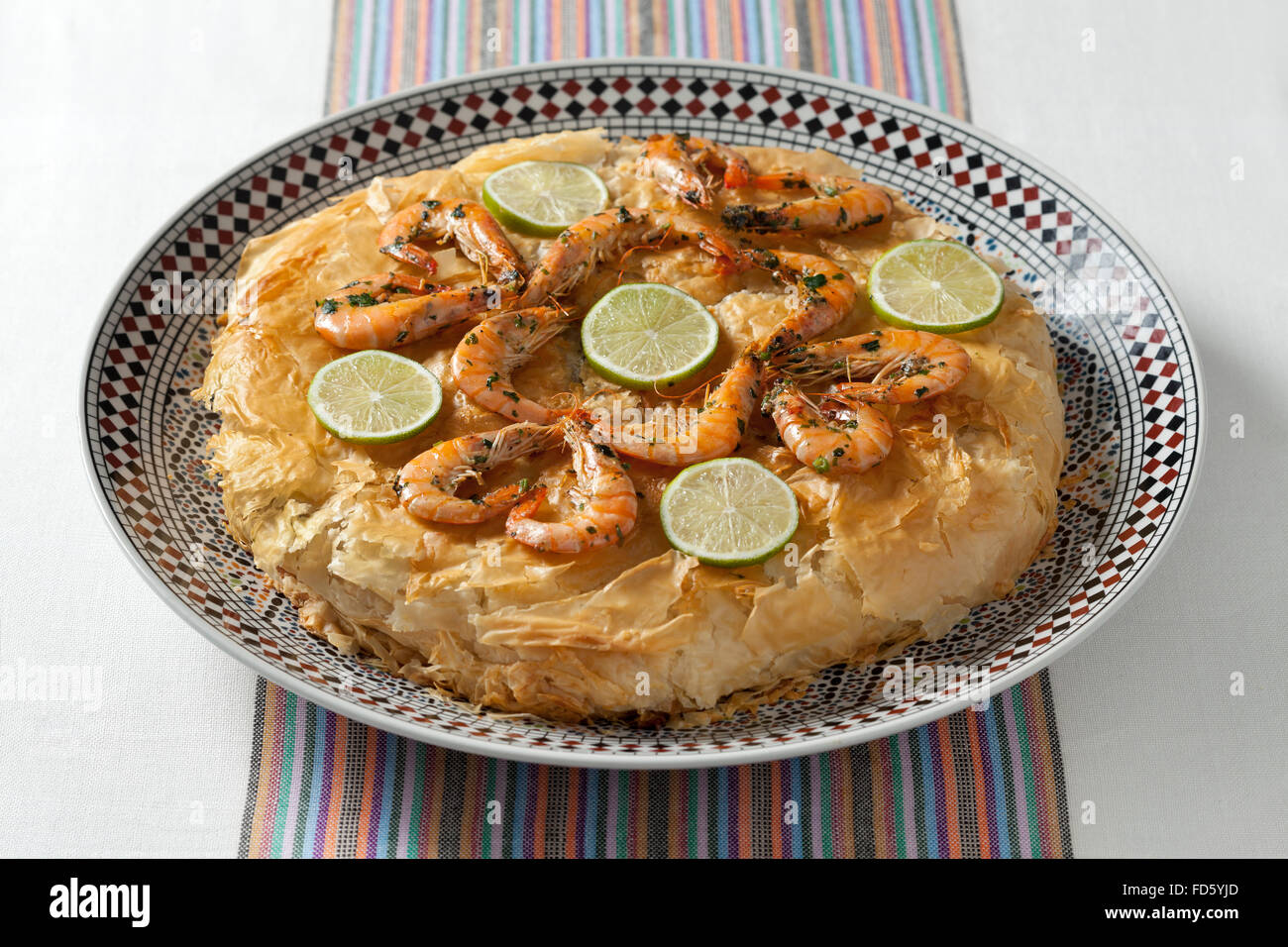 Fresh baked traditional Moroccan fish pastilla Stock Photo Alamy