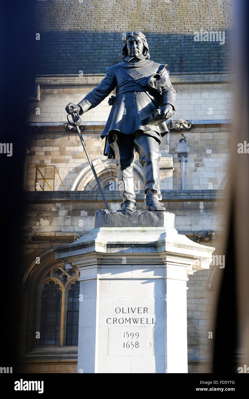 Statue of Oliver Cromwell outside the Houses of Parliament, London