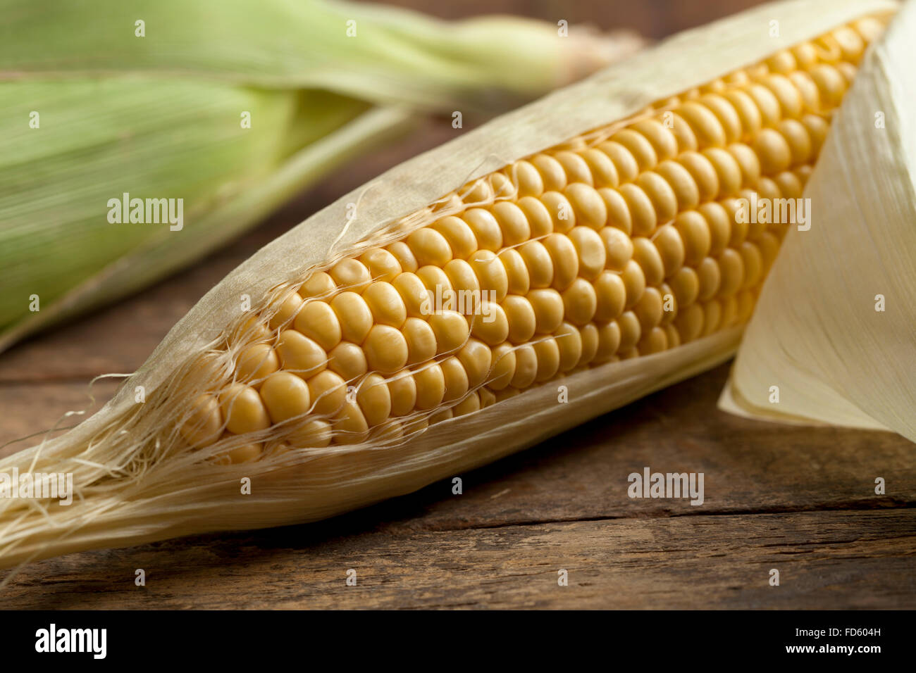 Sweet corn on the cob Stock Photo