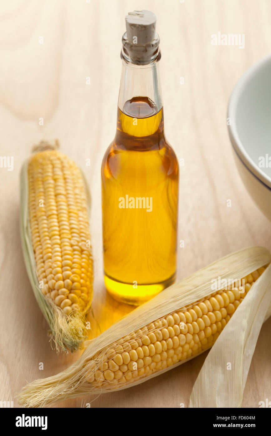 Maize oil and sweet corn Stock Photo