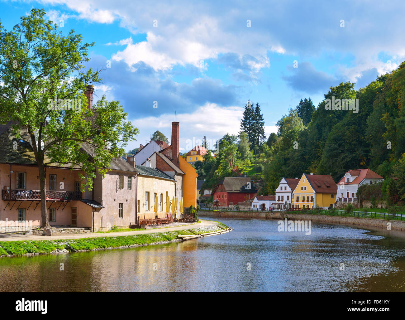 Czech Krumlov - small city in the South Bohemian Region of the Czech Republic. Cesky Crumlaw on the Vltava River Stock Photo