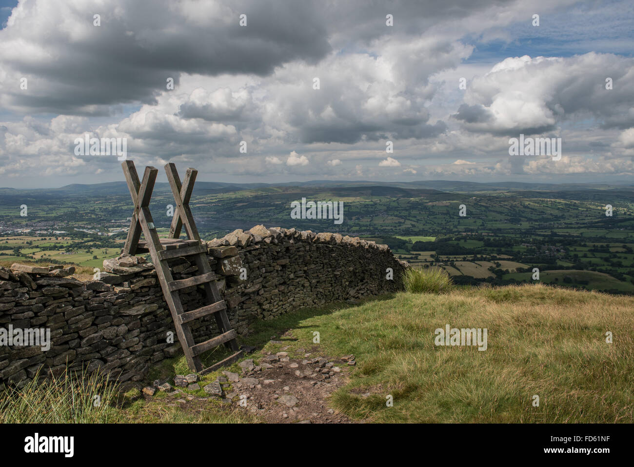 Stile on Pendle Hill in Lancashire Stock Photo