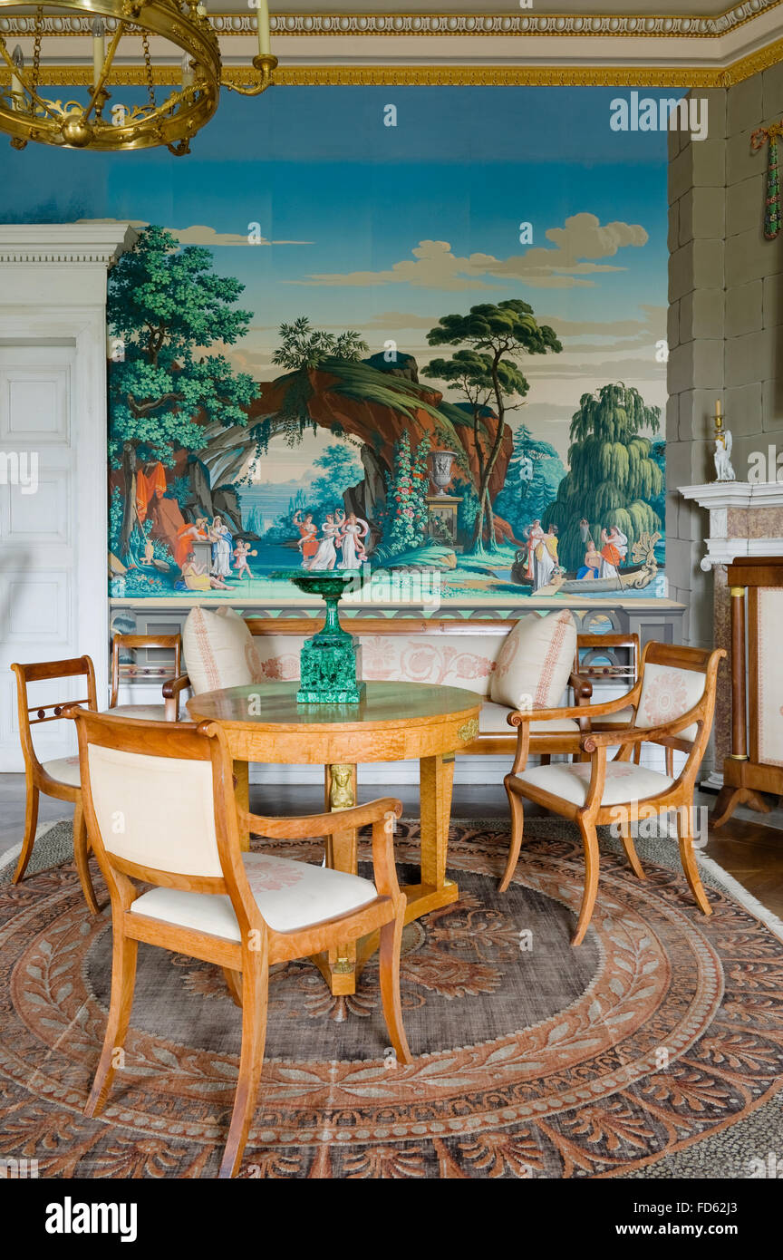 Biedermeier furniture in 1820s music room with travels of Antenor in ...
