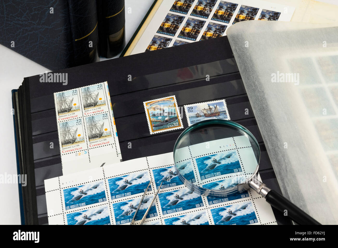 Stamp collecting Stock Photo