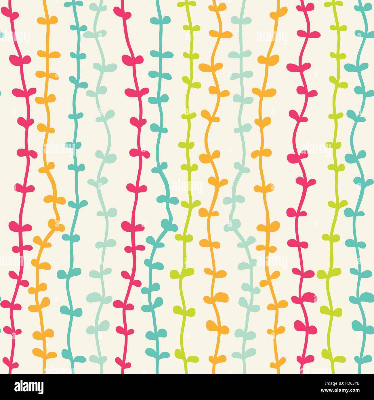 Endless seamless pattern with lines and leaves. Vector illustration. Stock Vector