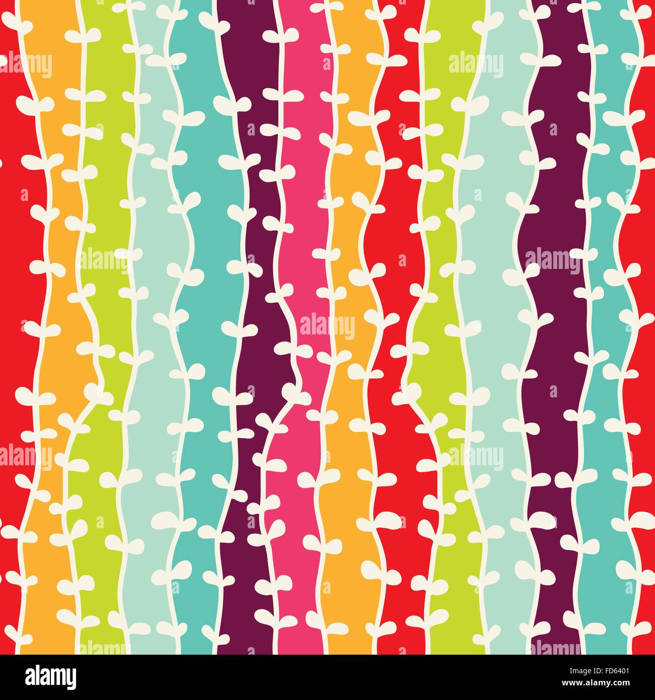 Endless seamless pattern with lines and leaves. Vector illustration. Stock Vector