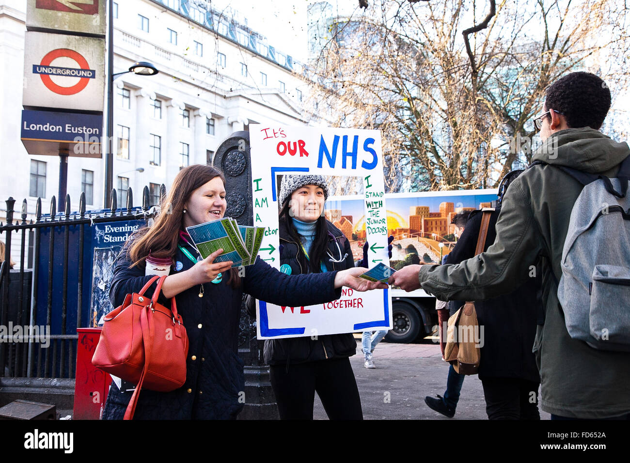 London UK, 12 January 2016 Junior Doctors pickets outside Euston