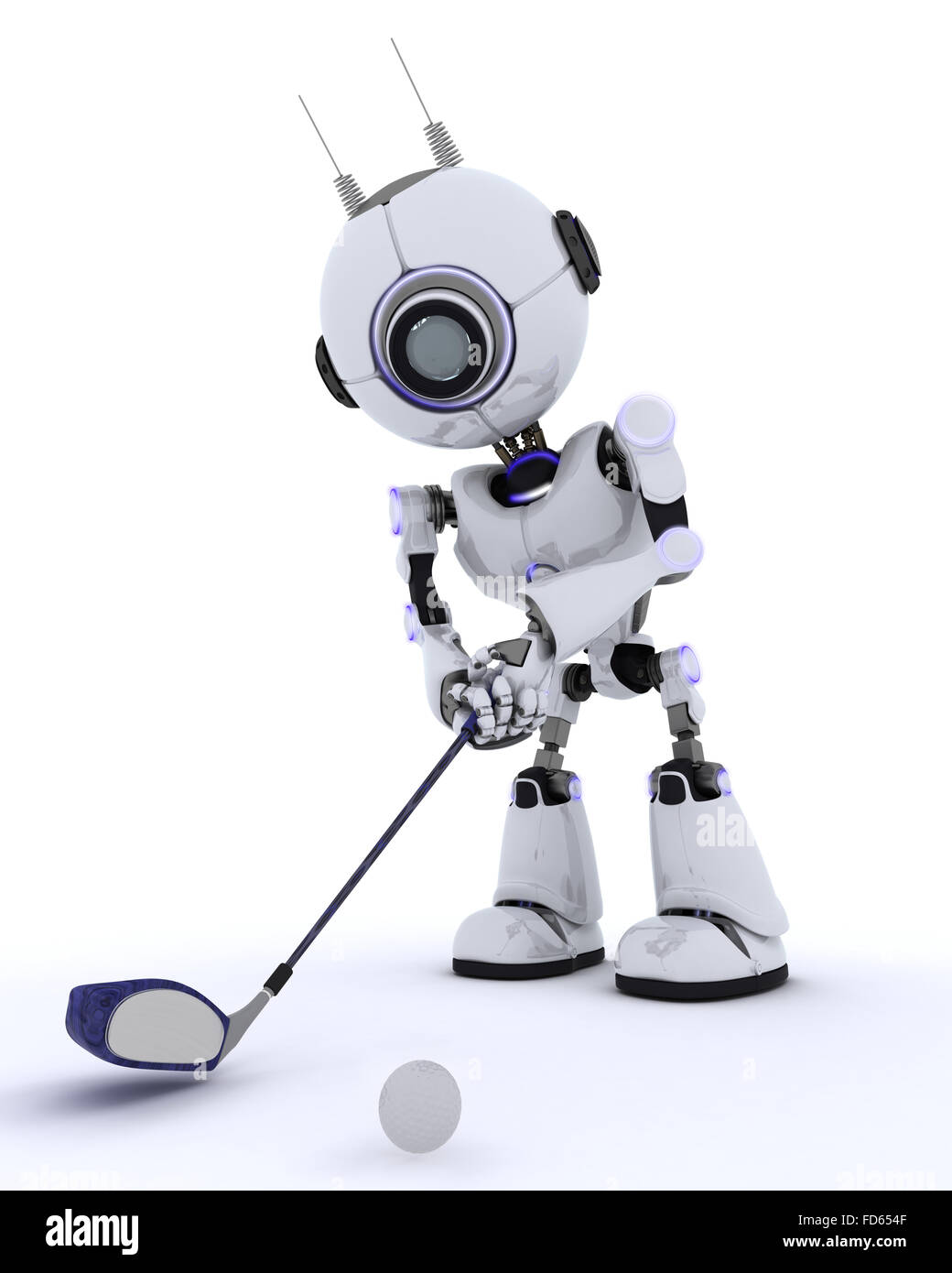 3D Render of a Robot playing golf Stock Photo Alamy
