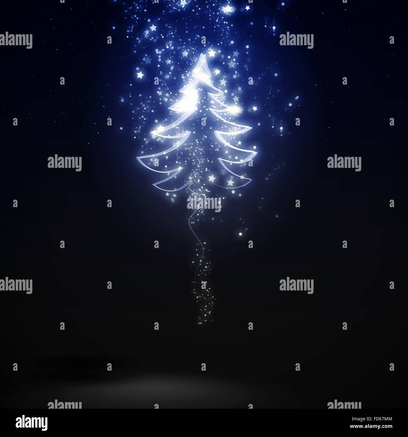 Background image of Christmas tree against dark background Stock Photo