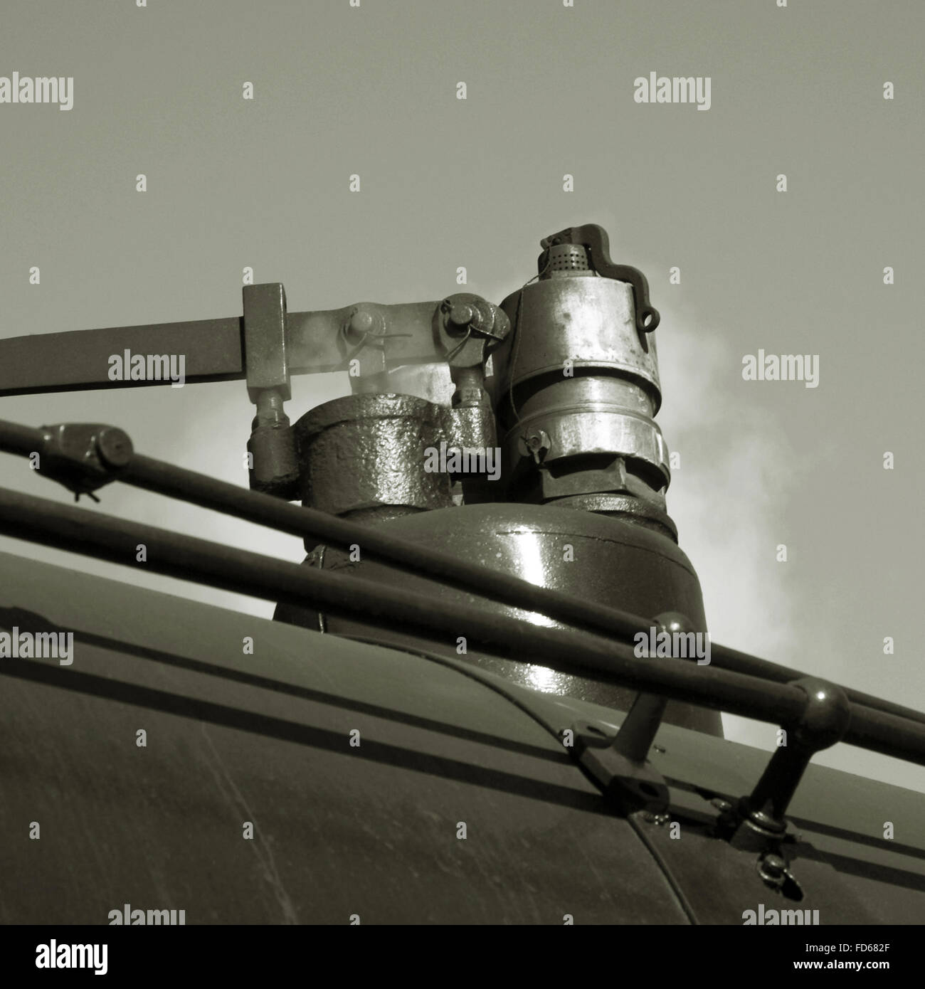 Train chimney smoking Stock Photo Alamy