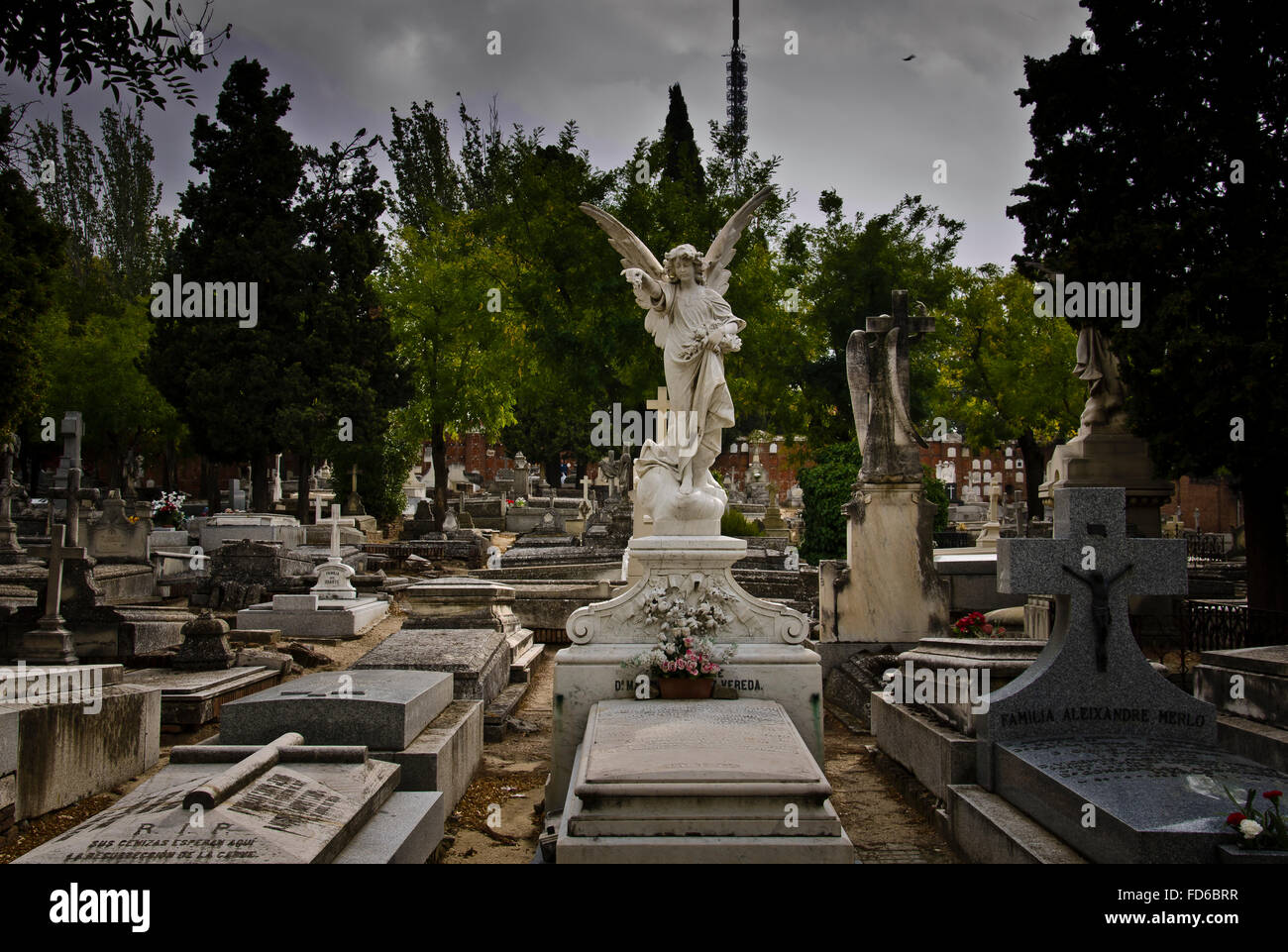 A sculpture angel in Almudena cemetery of Madrid city, Spain Stock Photo