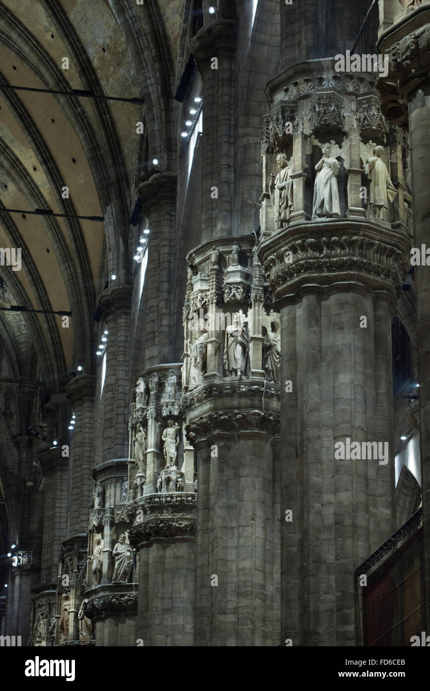 Interior of the Milan Cathedral (Duomo di Milano) in Milan, Lombardy, Italy. Stock Photo