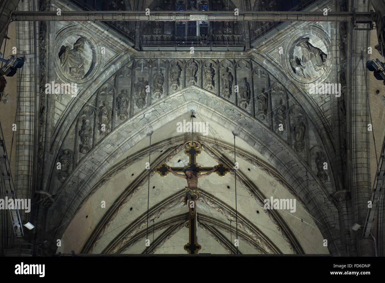 Crucifix over the main altar in the Milan Cathedral (Duomo di Milano) in Milan, Lombardy, Italy. Stock Photo