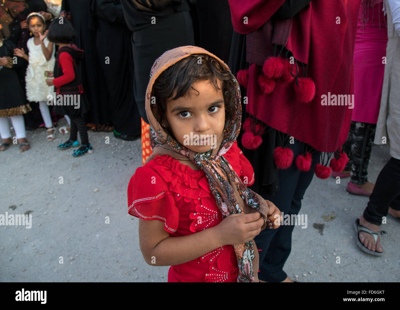 shy girl portrait, Hormozgan, Kushkenar, Iran Stock Photo