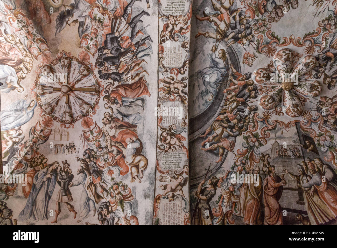 Inside the Sanctuary of Atotonilco with Mexican folk Baroque murals ...
