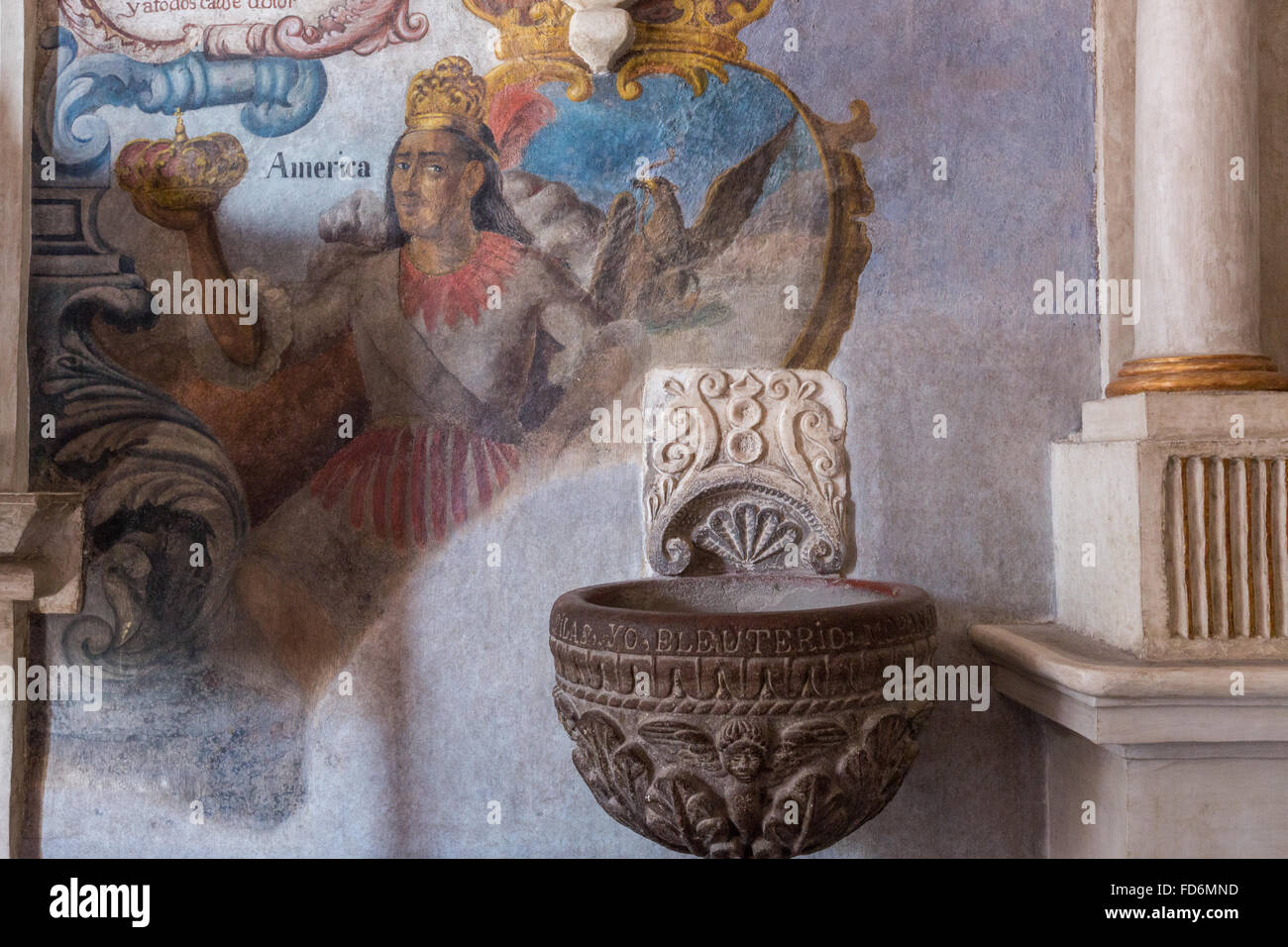 Inside the Sanctuary of Atotonilco with Mexican folk Baroque murals ...