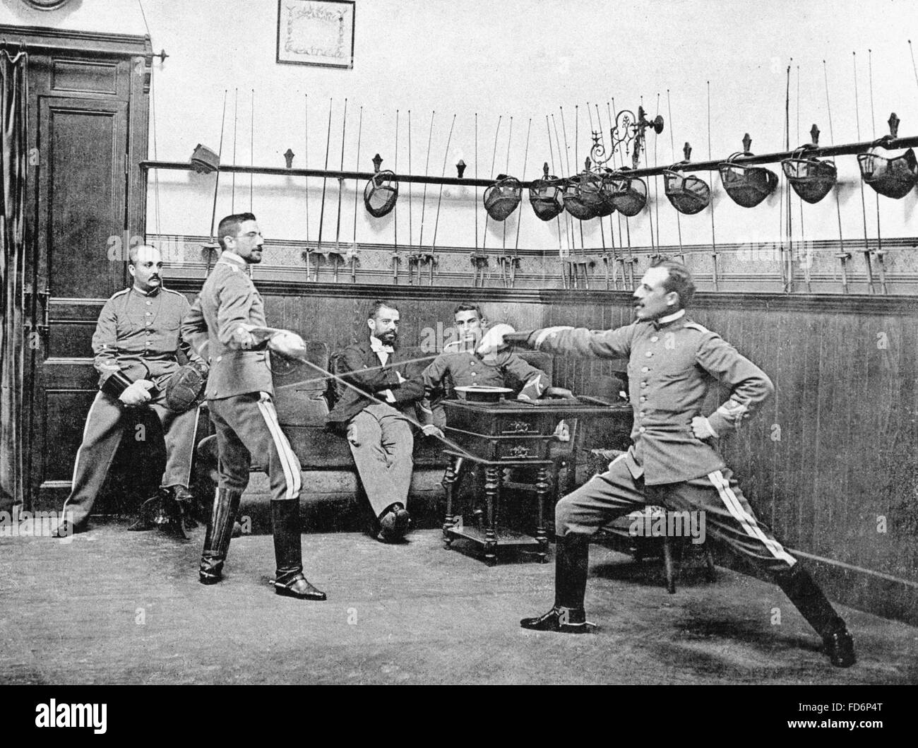 Fencing officers in Spain, 1910 Stock Photo Alamy