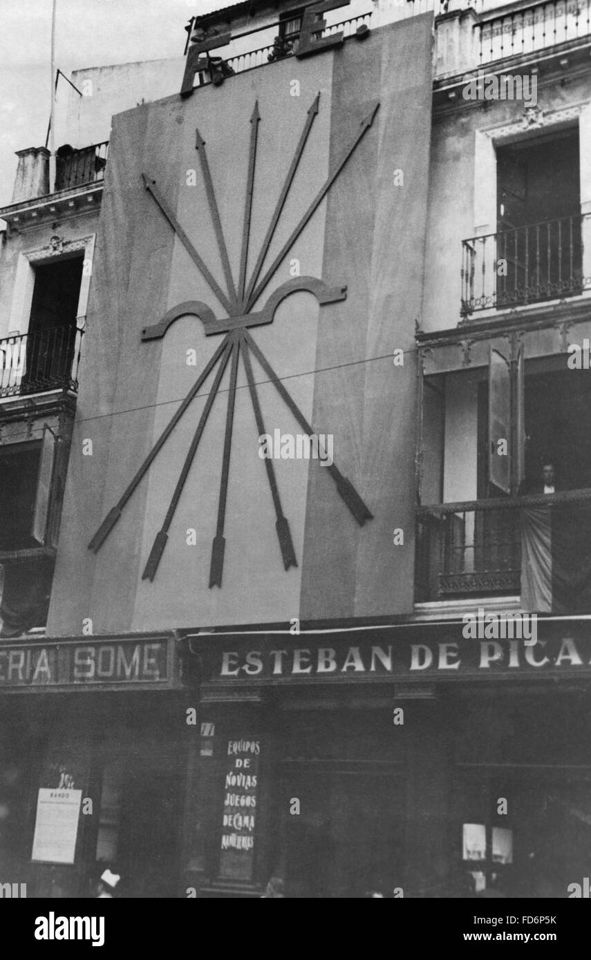 Flag of the Falange Espanola (Spanish Phalanx), 1936 Stock Photo