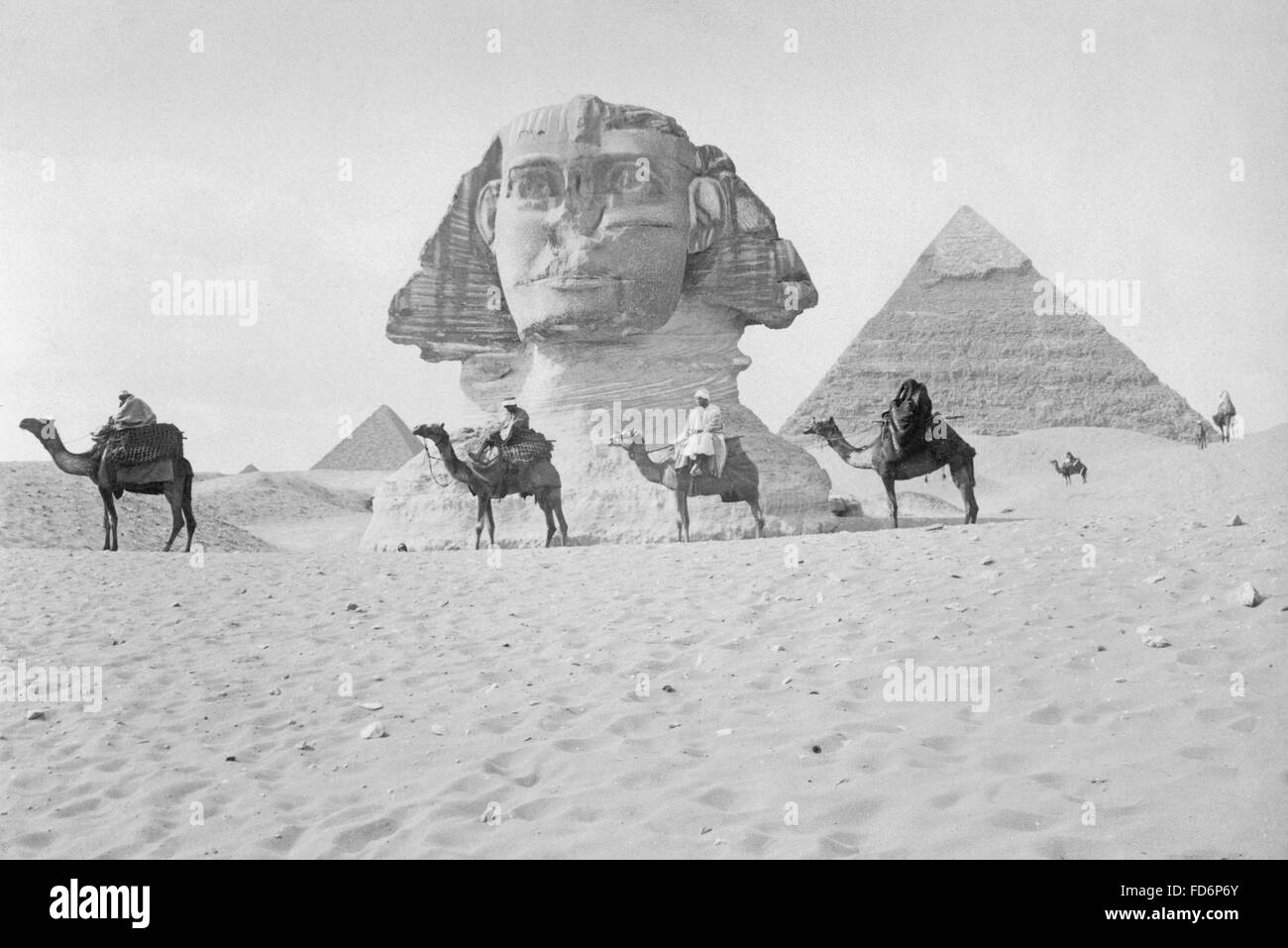 Pyramids and Sphinx of Giza, ca. 1900's Stock Photo