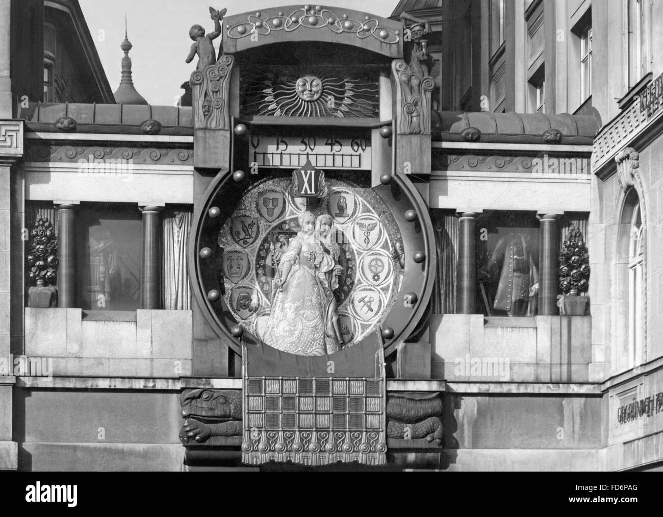 Ankeruhr (Anchor Clock) in Vienna, 1927 Stock Photo